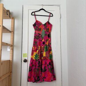 NWT Farm Rio Pink Pop Leopards Midi Dress